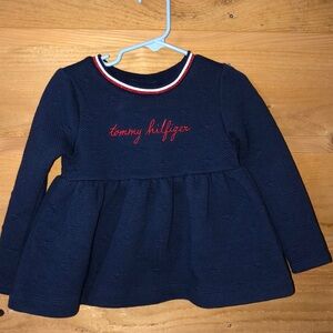 Tommy Hilfiger navy blue long sleeve dress / top quilted / embossed size 3T
